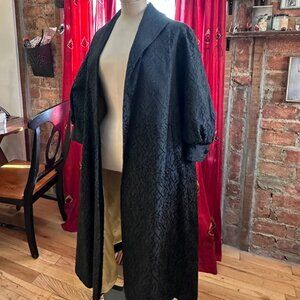 Elegant Black Brocade Opera Coat - Vintage Evening Coat - 1950s-1960s